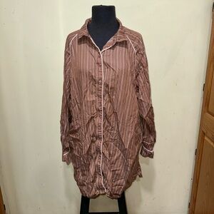 Free People long sleeve striped shirt tunic lounge sleep button down collar